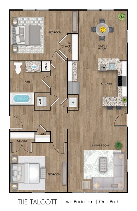 2 Bedroom Floor Plan at MLK Apartments, Hartford, 06106